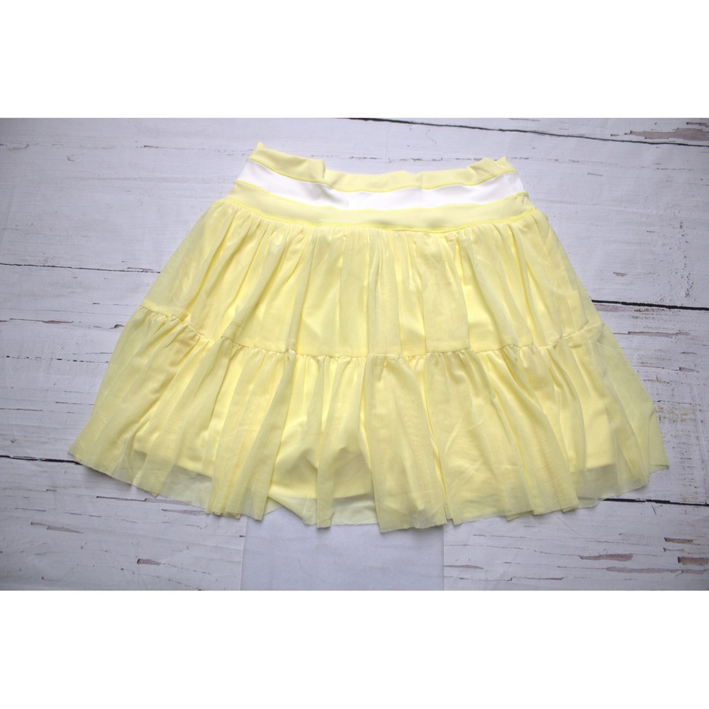 HRAGC Tulle Athletic Skort Mesh Tiered Yellow Large Balletcore Tennis Skirt - Picture 2 of 6